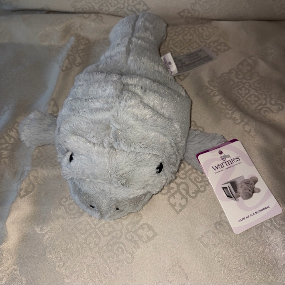 New Warmies Gray Soft Manatee Lavender Scented Microwavable Plush Toy